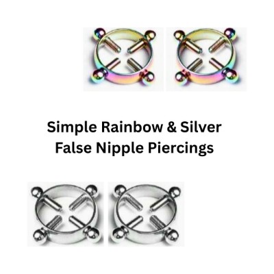 Rainbow & Silver Nipple Rings