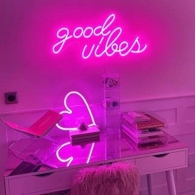 Bymax Neon Sign, Good Vibes Wall Decor Neon Signs,
