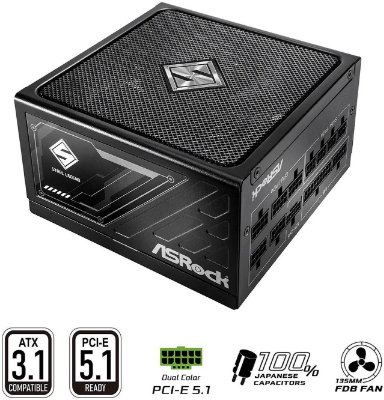 ASRock Steel Legend SL-850G 850W 80 PLUS GOLD & Cybenetics PLATINUM Full Modular Power Supply,