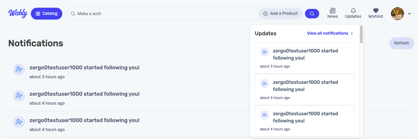 Notifications Page